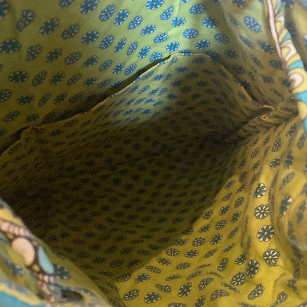 Vera Bradley quilted poppy teal color drawstring backpack book bag purse 15x12
